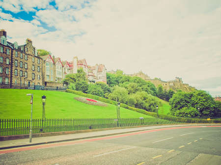 Vintage looking Edinburgh castle in Scotland, Great Britain, United Kingdom