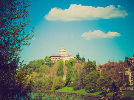 Vintage looking Church of Monte Dei Cappuccini Turin Italy