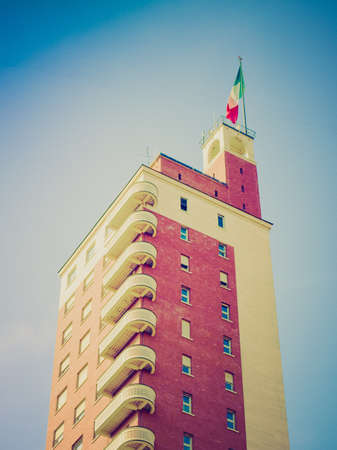 Vintage looking Historic skyscraper in Piazza Castello, Turin, Italyのeditorial素材