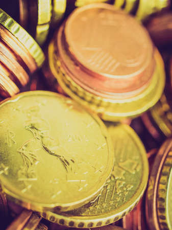 Vintage looking Range of Euro coins useful as a backgroundの写真素材