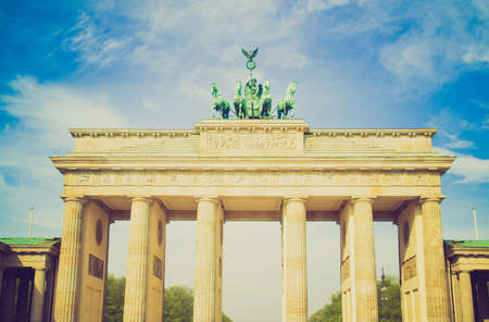 Vintage looking Brandenburger Tor (Brandenburg Gate), famous landmark in Berlin, Germanyの写真素材