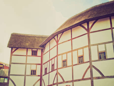 Vintage looking The ancient Shakespeare Globe Theatre in London, UKのeditorial素材