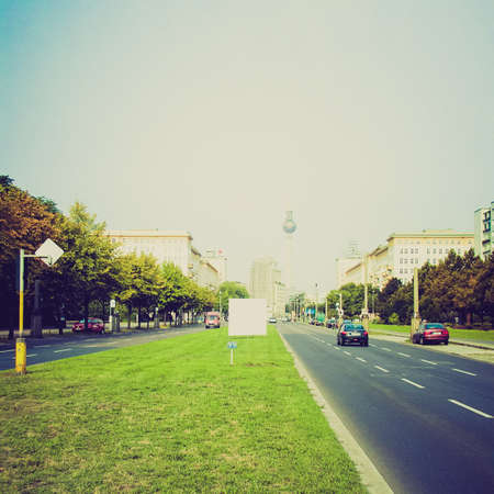 Vintage looking Karl Marx Allee in East Berlin, Germanyの写真素材