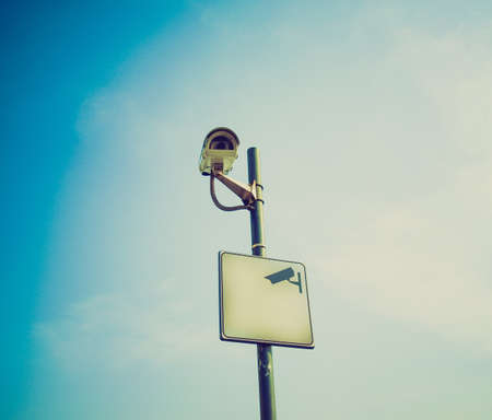 Vintage looking Closed Circuit TV video camera for security surveillanceの写真素材