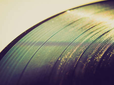 Vintage looking Vinyl record vintage analog music recording mediumの写真素材