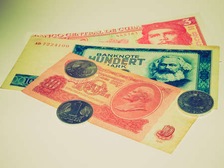 Vintage looking Money from the Communist countriesの写真素材