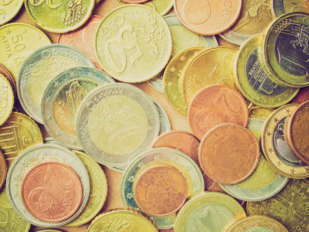 Vintage looking Background of Euro coins money (European currency)