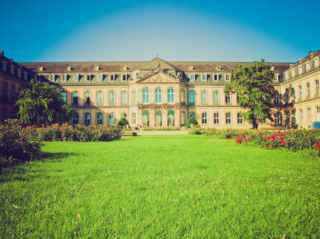 Vintage looking Neues Schloss (New Castle) in Stuttgart, Germanyのeditorial素材