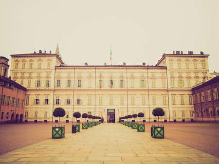 Vintage looking Palazzo Reale (The Royal Palace) in Turin, Italyのeditorial素材