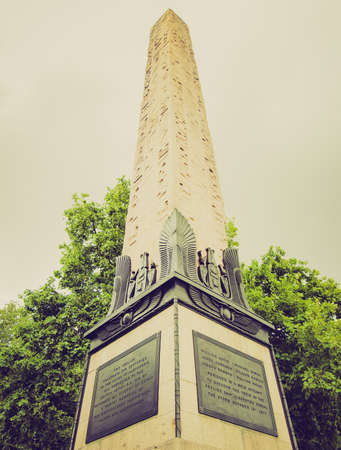Vintage looking Ancient Egyptian obelisk in London, England, UKのeditorial素材