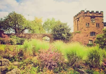 Vintage looking Swanswell Priory Gate in the medieval fortified town walls, Coventry, UK