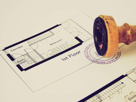 Vintage looking Technical architectural CAD drawing picture