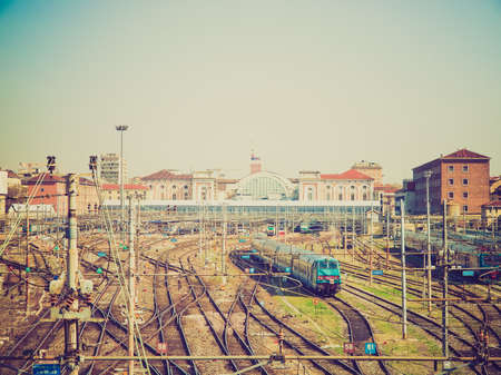Vintage looking Torino Porta Nuova railway station in Turin, Italy