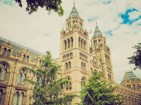 Vintage looking The Natural History Museum on Exhibition Road, South Kensington, London, England, UKのeditorial素材