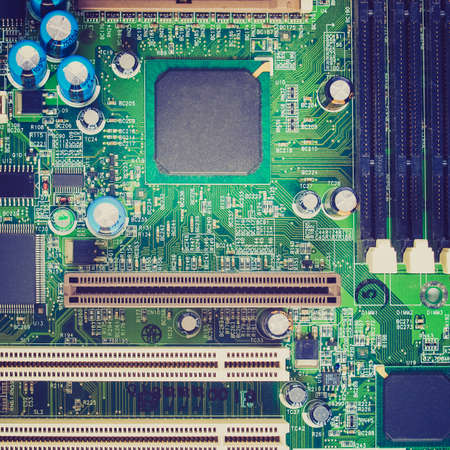 Vintage looking Detail of an electronic printed circuit board