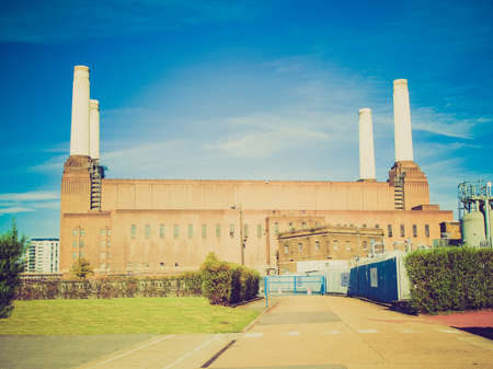 Vintage looking Battersea Power Station in London England UKのeditorial素材