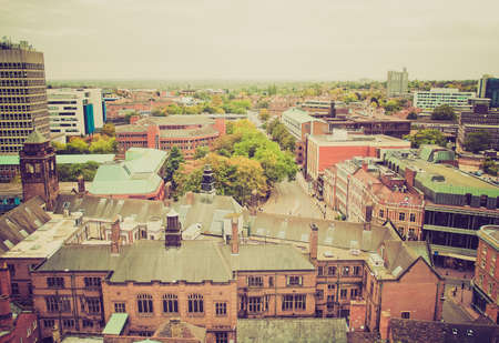 Vintage looking Panoramic view of the city of Coventry, England, UKの写真素材