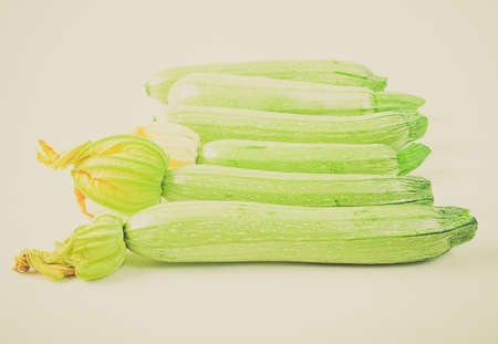 Vintage looking Detail of courgettes or zucchini vegetable foodの写真素材