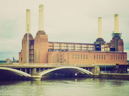 Vintage looking Battersea Power Station in London, England, UKのeditorial素材