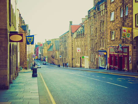 Vintage looking View of the city of Edinburgh in Scotlandのeditorial素材