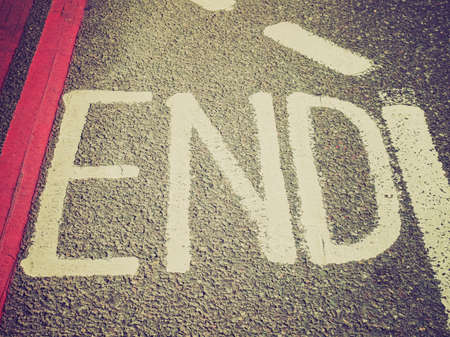 Vintage looking Sign of end of bicycle laneの写真素材