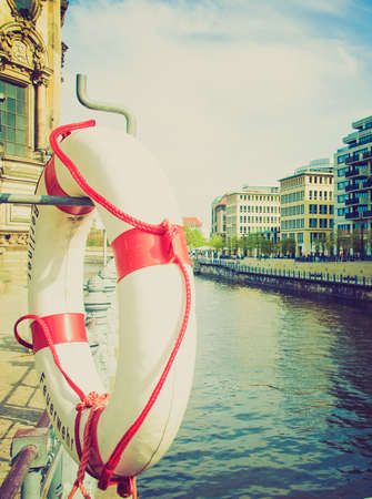 Vintage looking A life buoy for safety at seaの写真素材