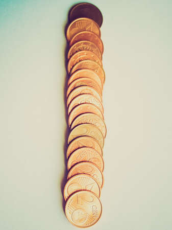 Vintage looking A bunch of Euro coins money (European currency)