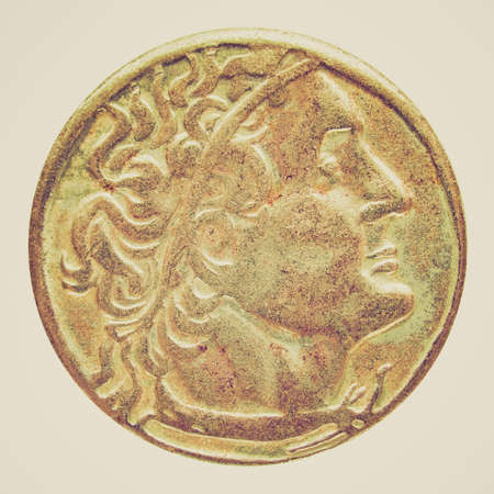 vintage looking an ancient roman coin over clearの写真素材