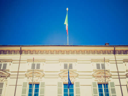 Vintage looking Palazzo Reale (The Royal Palace) in Turin Italyのeditorial素材