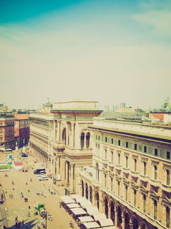 Vintage looking View of the city of Milan Milano in Italyのeditorial素材