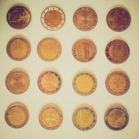 Vintage looking Euro coins