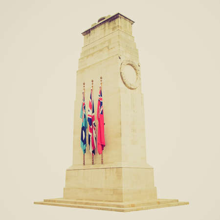 Vintage looking Cenotaph to commemorate the deads of all wars, London, UK - isolated over white の写真素材