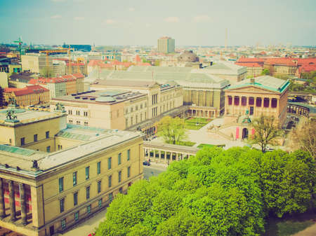 Vintage looking Aerial bird eye view of the city of Berlin, Germanyの写真素材