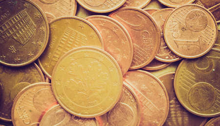 Vintage looking Range of Euro coins useful as a background