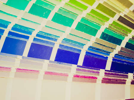Vintage looking Colour chart with different hues of paintの写真素材
