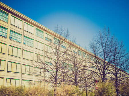 Vintage looking Industrial architecture of the old Torino Lingotto dismissed car factory in Turin...
