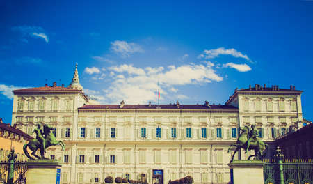 Vintage looking Palazzo Reale (The Royal Palace) in Turin, Italyのeditorial素材