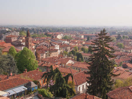 The old town city centre in Rivoli Italyの写真素材