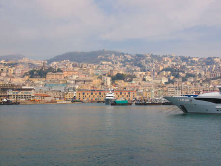 GENOA, ITALY - MARCH 16, 2014 - Since the construction of the new merchant harbour the old harbour called Porto Vecchio is still used for cruise ships and small boatsのeditorial素材