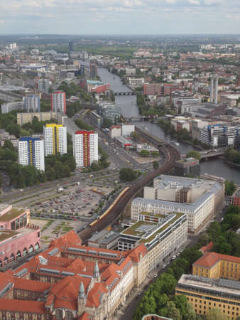 BERLIN, GERMANY - MAY 08, 2014: Aerial bird eye view of the cityのeditorial素材