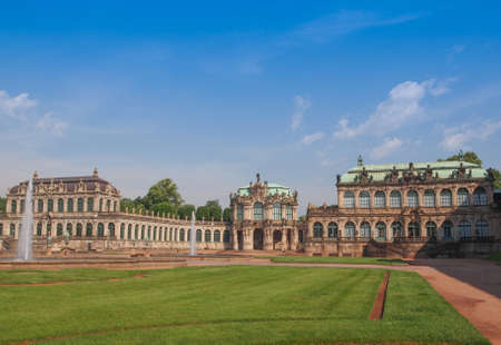 Dresdner Zwinger rococo palace designed by Poeppelmann in 1710 as orangery and exhibition gallery of Dresden Court completed by Gottfried Semper with the addition of the Semper Gallery in 1847のeditorial素材