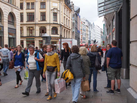 LEIPZIG, GERMANY - JUNE 14, 2014: Tourists visiting the city centre in summerのeditorial素材