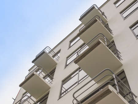 DESSAU, GERMANY - JUNE 13, 2014: The Bauhaus art school iconic building designed by architect Walter Gropius in 1925 is a listed masterpiece of modern architectureのeditorial素材