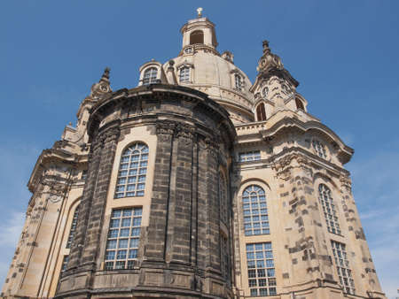 Dresdner Frauenkirche meaning Church of Our Lady in Dresden Germanyの写真素材