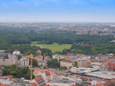 LEIPZIG, GERMANY - JUNE 14, 2014: Aerial view of the cityのeditorial素材
