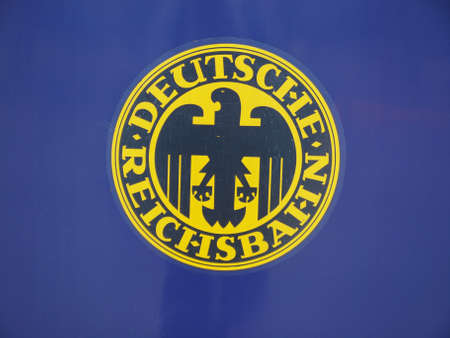LEIPZIG, GERMANY - JUNE 12, 2014: Deutsche Reichsbahn German rail symbol on historical locomotiveのeditorial素材