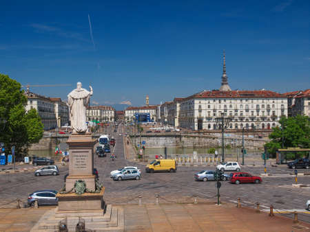 TURIN, ITALY - JUNE 20, 2014: The Piazza Vittorio Emanuele II square in Turin Italyのeditorial素材