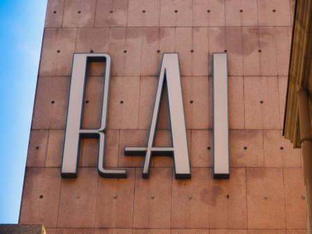 TURIN, ITALY - JUNE 20, 2014: The RAI palace in Via Verdi is the Italian state TV production centre and broadcasting houseのeditorial素材