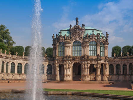 Dresdner Zwinger rococo palace designed by Poeppelmann in 1710 as orangery and exhibition gallery of Dresden Court completed by Gottfried Semper with the addition of the Semper Gallery in 1847のeditorial素材