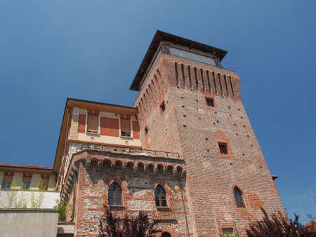 Torre Medievale medieval castle tower in Settimo Torinese near Turinのeditorial素材